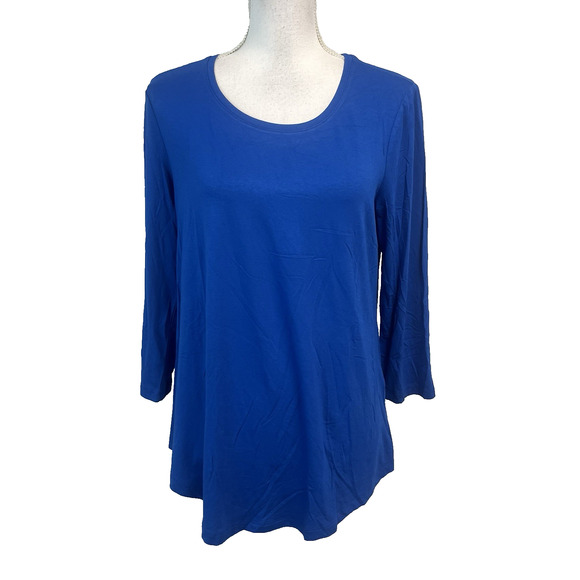 JM Collection Tunic Top size Small Royal Steel Blue Jersey Knit Stretch Modest - Picture 1 of 6